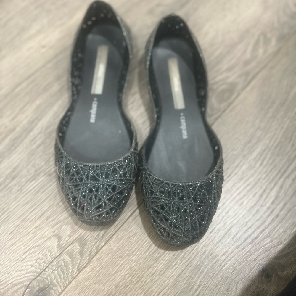 Melissa Glitter Black jelly flat shoes